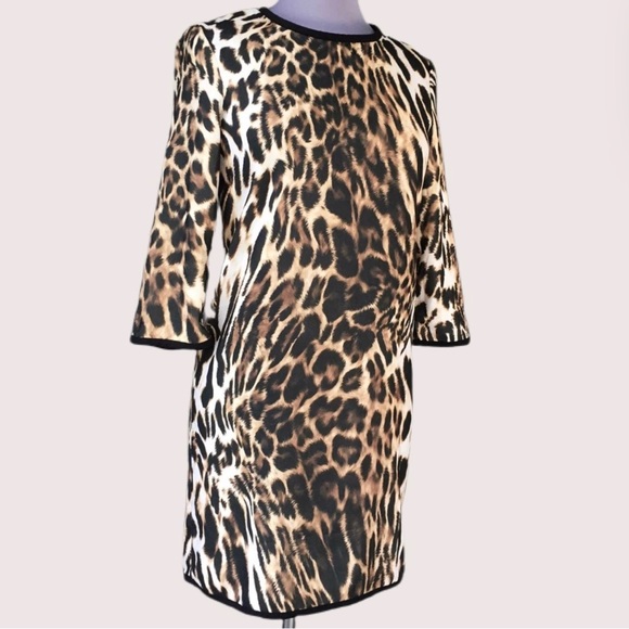 Mango Dresses & Skirts - MNG Leopard Long Sleeve Sheath Dress -Size S
